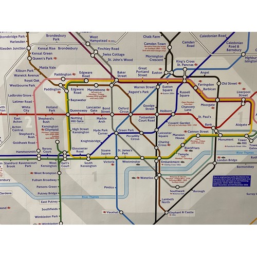 349 - Early C20th London tube map. 126 cm x 101 cm.

This lot is available for in-house shipping.