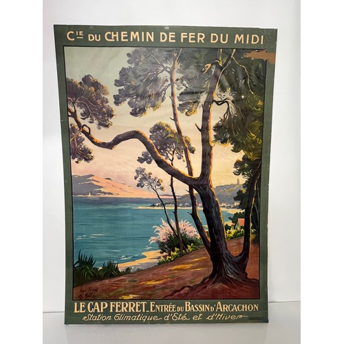 354 - An early C20th French Railway poster advertising the start of train services across the south coast ... 