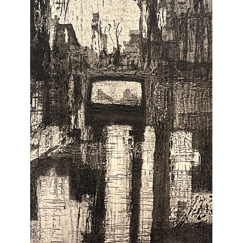 362 - Ink and charcoal drawing of an industrial street scene on a wet day. 29 cm x 23 cm.

This lot is ava... 