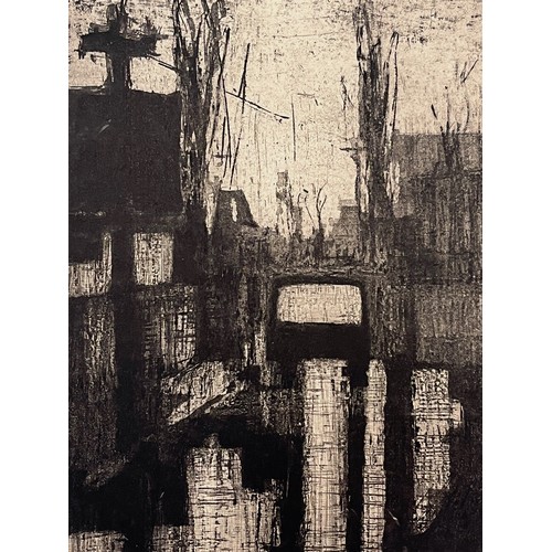 363 - Original ink and charcoal drawing of an industrial street scene on a wet day. 29 cm x 23 cm.

This l... 