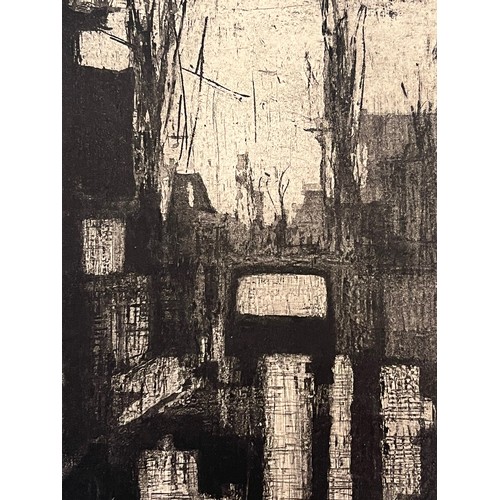 363 - Original ink and charcoal drawing of an industrial street scene on a wet day. 29 cm x 23 cm.

This l... 