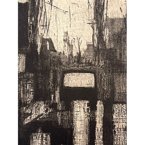 363 - Original ink and charcoal drawing of an industrial street scene on a wet day. 29 cm x 23 cm.

This l... 