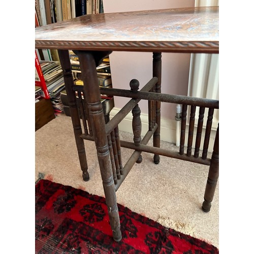 4 - Decorative furniture, a hand carved oak topped side table, 50 cm x 36 cm x 54 cm high.

This lot is ... 