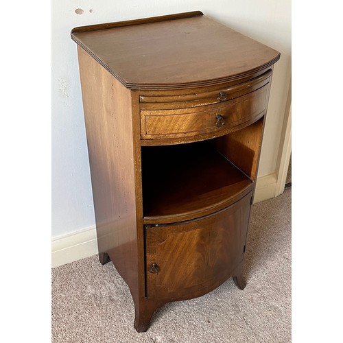 8 - Bow fronted bedside cupboard 38 cm wide x 40 cm x 76 cm high.

This lot is collection only