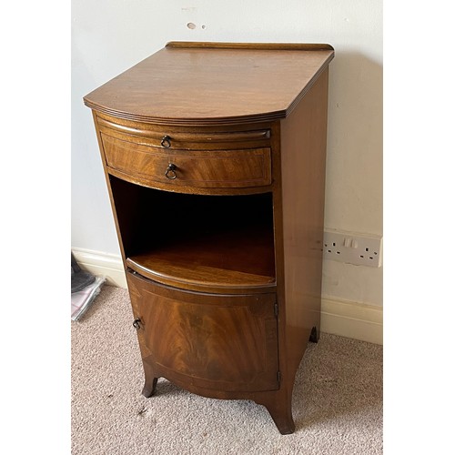 8 - Bow fronted bedside cupboard 38 cm wide x 40 cm x 76 cm high.

This lot is collection only