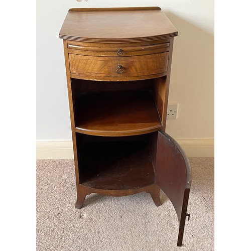 8 - Bow fronted bedside cupboard 38 cm wide x 40 cm x 76 cm high.

This lot is collection only