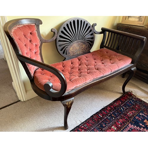 12 - Decorative inlaid Edwardian sofa, 118 cm wide x 56cm x 87 cm high.

This lot is collection only