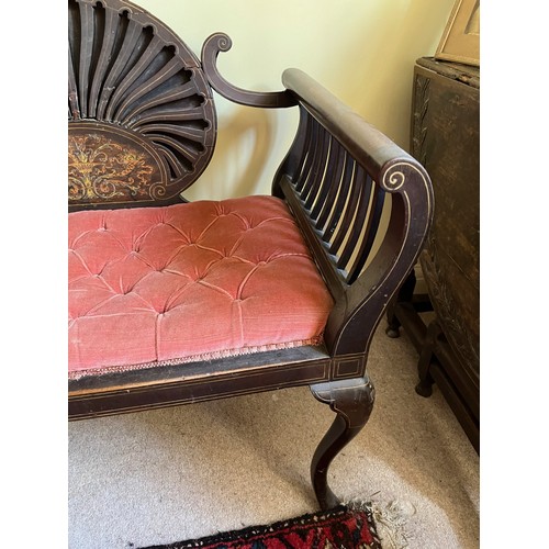 12 - Decorative inlaid Edwardian sofa, 118 cm wide x 56cm x 87 cm high.

This lot is collection only