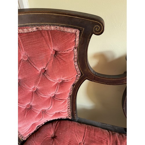 12 - Decorative inlaid Edwardian sofa, 118 cm wide x 56cm x 87 cm high.

This lot is collection only