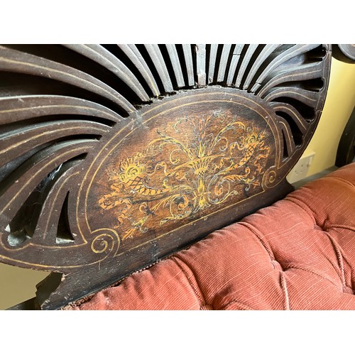 12 - Decorative inlaid Edwardian sofa, 118 cm wide x 56cm x 87 cm high.

This lot is collection only