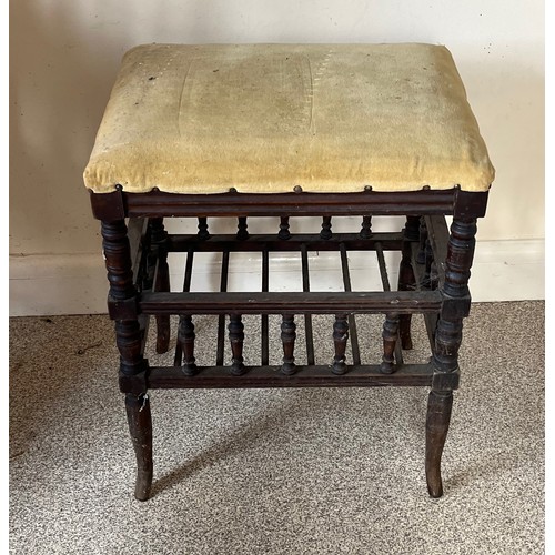 14 - Upholstered stool with undershelf, 35 cm x 45 cm x 56 cm high.

This lot is collection only