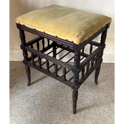 14 - Upholstered stool with undershelf, 35 cm x 45 cm x 56 cm high.

This lot is collection only