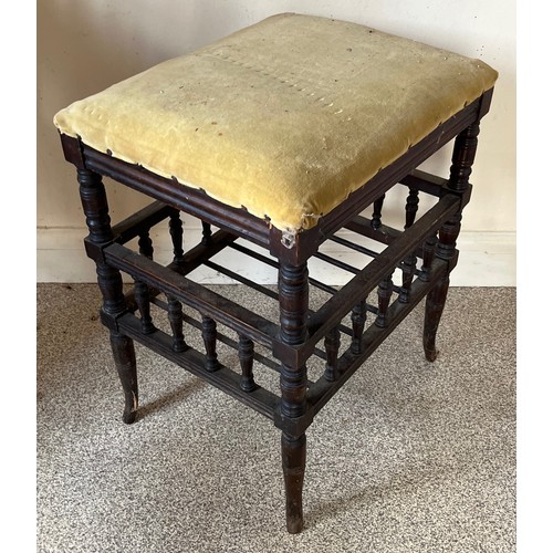 14 - Upholstered stool with undershelf, 35 cm x 45 cm x 56 cm high.

This lot is collection only