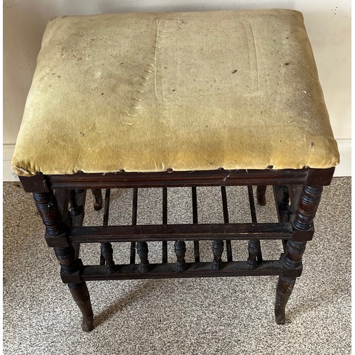 14 - Upholstered stool with undershelf, 35 cm x 45 cm x 56 cm high.

This lot is collection only