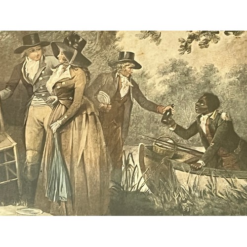 37 - Framed print, The Anglers Retreat, by G Morland, interesting black social history reference.

This l... 