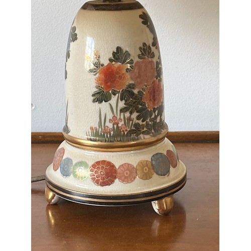 41 - Table lamp on a ceramic base decorated with an oriental floral design.

This lot is collection only