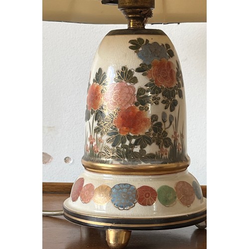 41 - Table lamp on a ceramic base decorated with an oriental floral design.

This lot is collection only