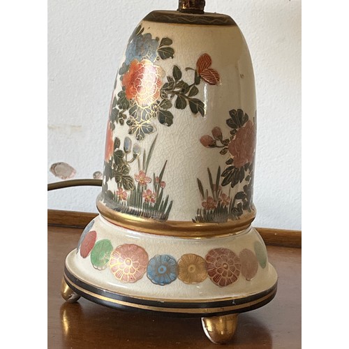 41 - Table lamp on a ceramic base decorated with an oriental floral design.

This lot is collection only