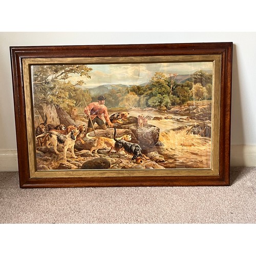 42 - Framed print The Otter Hunt, J S  Noble 1874, 92 cm x 62 cm.

This lot is collection only