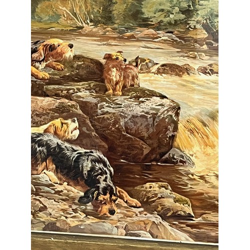 42 - Framed print The Otter Hunt, J S  Noble 1874, 92 cm x 62 cm.

This lot is collection only