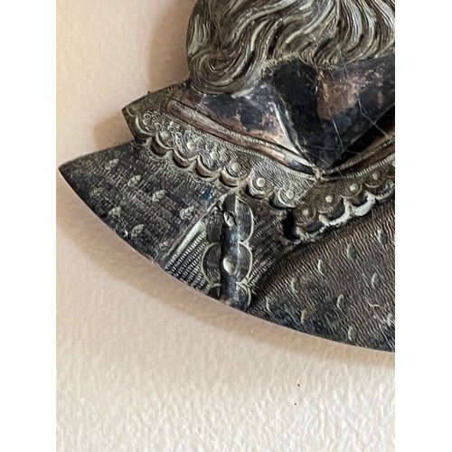 52 - Nicely detailed cast plaque of a Cavalier, 17 cm wide x 20 cm high.

This lot is available for in-ho... 