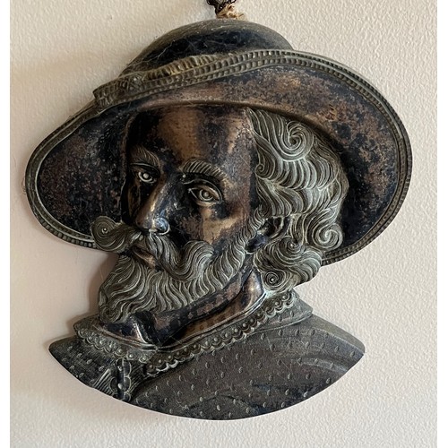 52 - Nicely detailed cast plaque of a Cavalier, 17 cm wide x 20 cm high.

This lot is available for in-ho... 