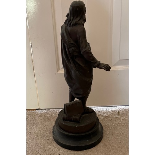 58 - A bronzed cast figure of the English poet John Milton, 47 cm high.

This lot is available for in-hou... 