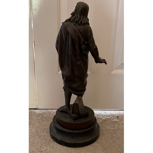 58 - A bronzed cast figure of the English poet John Milton, 47 cm high.

This lot is available for in-hou... 