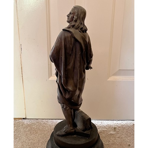 58 - A bronzed cast figure of the English poet John Milton, 47 cm high.

This lot is available for in-hou... 