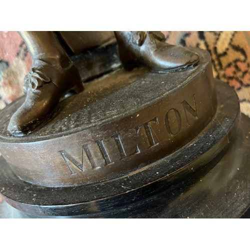 58 - A bronzed cast figure of the English poet John Milton, 47 cm high.

This lot is available for in-hou... 