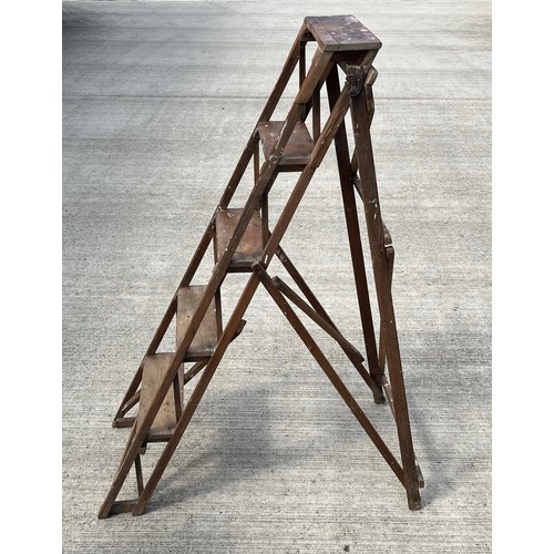 67 - Victorian Lattice work folding step ladder, The Hatherley Patented LATISTEP. 128 cm high 38 cm wide.... 