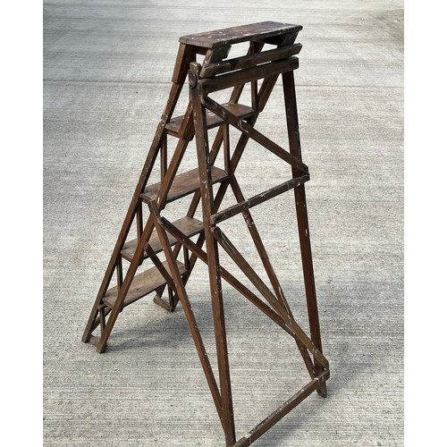 67 - Victorian Lattice work folding step ladder, The Hatherley Patented LATISTEP. 128 cm high 38 cm wide.... 