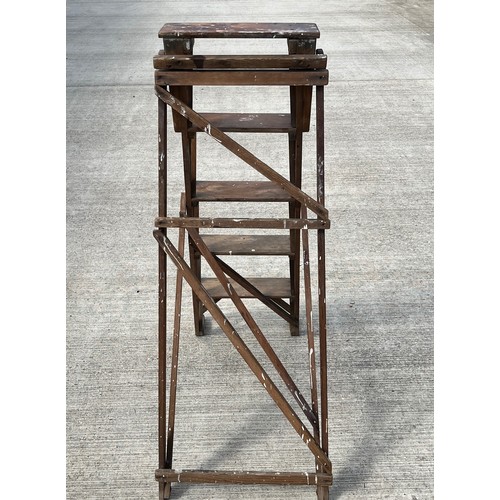 67 - Victorian Lattice work folding step ladder, The Hatherley Patented LATISTEP. 128 cm high 38 cm wide.... 