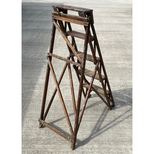 67 - Victorian Lattice work folding step ladder, The Hatherley Patented LATISTEP. 128 cm high 38 cm wide.... 