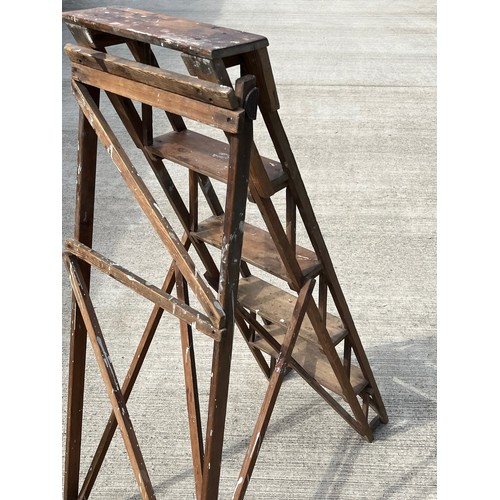 67 - Victorian Lattice work folding step ladder, The Hatherley Patented LATISTEP. 128 cm high 38 cm wide.... 