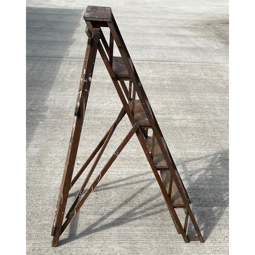 67 - Victorian Lattice work folding step ladder, The Hatherley Patented LATISTEP. 128 cm high 38 cm wide.... 