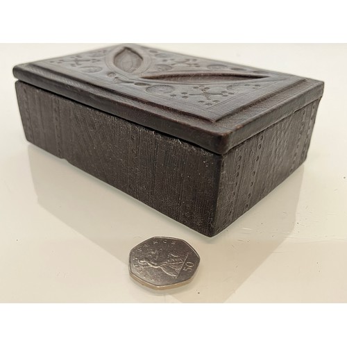 77 - Leather covered box of African origin with detailed decoration all over, 14 cm x 9 cm x 5 cm high.

... 