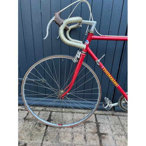 97 - A 1970's Gents Thomann racing bicycle, fitted with Mavic rims, Sulky brake levers, centre pull brake... 