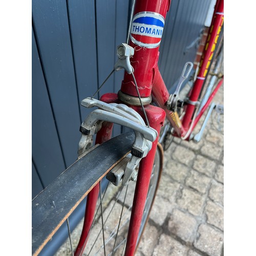 97 - A 1970's Gents Thomann racing bicycle, fitted with Mavic rims, Sulky brake levers, centre pull brake... 