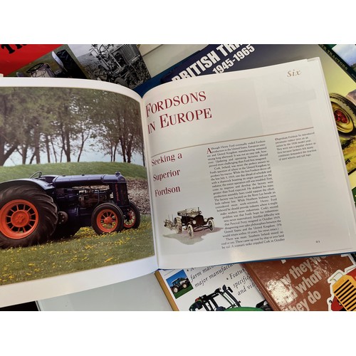 102 - Books on vintage tractors, automobilia, Ford John Deere  British and makes from across the globe. 13... 