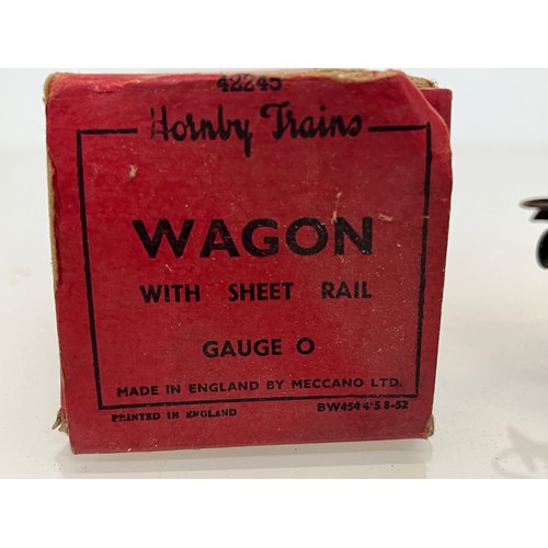 428 - Boxed Hornby O gauge Wagon with sheet rail.

This lot is available for in-house shipping