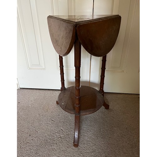 455 - Unusual clover leaf shaped drop leaf side table. 48 cm dia x 60 cm high

This lot is collection only