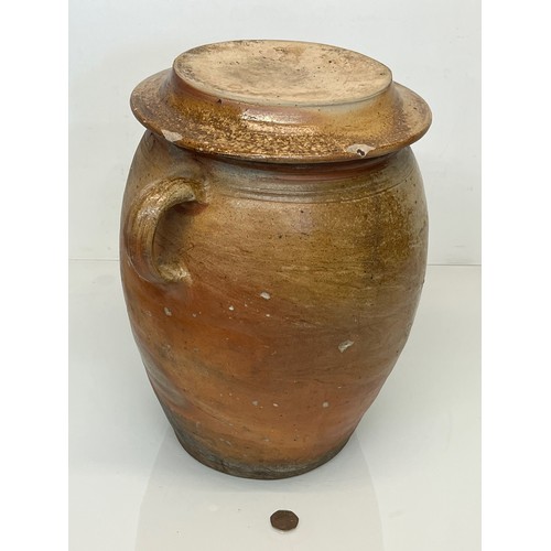 463 - Large stoneware lidded storage pot, 28 cm x 40 cm high.

This lot is collection only.