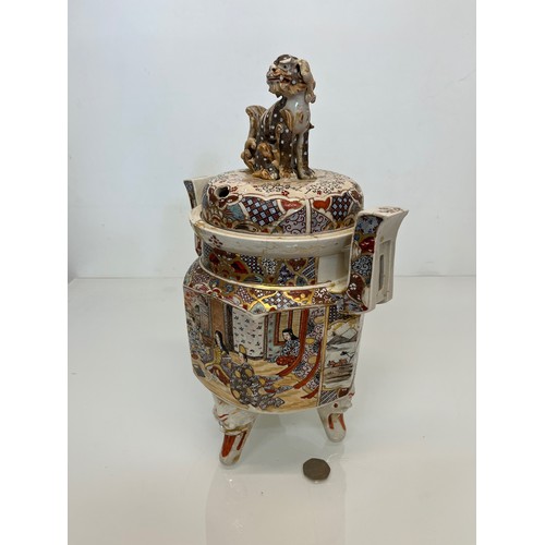 464 - A large hand decorated Oriental incense jar, 37 cm high, a/f.

This lot is available for in-house sh... 