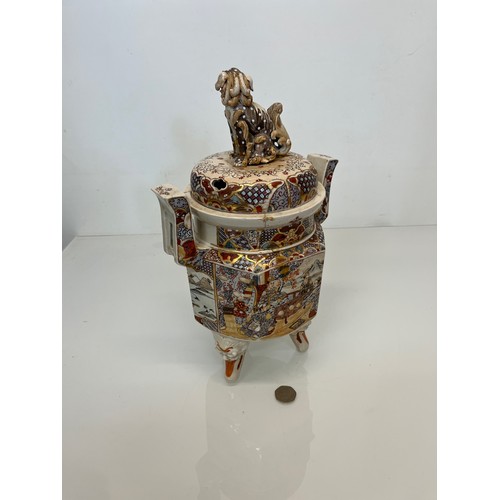 464 - A large hand decorated Oriental incense jar, 37 cm high, a/f.

This lot is available for in-house sh... 