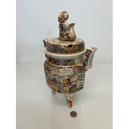 464 - A large hand decorated Oriental incense jar, 37 cm high, a/f.

This lot is available for in-house sh... 