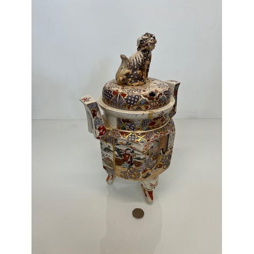 464 - A large hand decorated Oriental incense jar, 37 cm high, a/f.

This lot is available for in-house sh... 