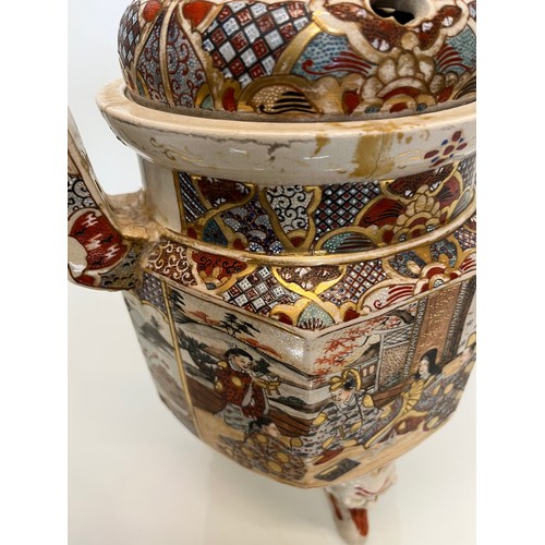 464 - A large hand decorated Oriental incense jar, 37 cm high, a/f.

This lot is available for in-house sh... 