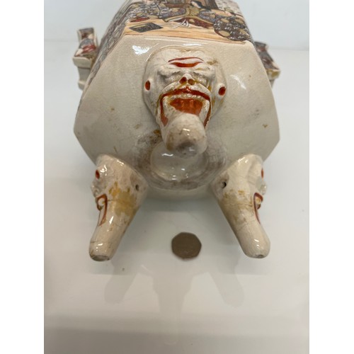 464 - A large hand decorated Oriental incense jar, 37 cm high, a/f.

This lot is available for in-house sh... 