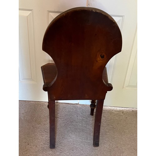 122 - A shield backed hall chair with turned front legs.

This lot is collection only